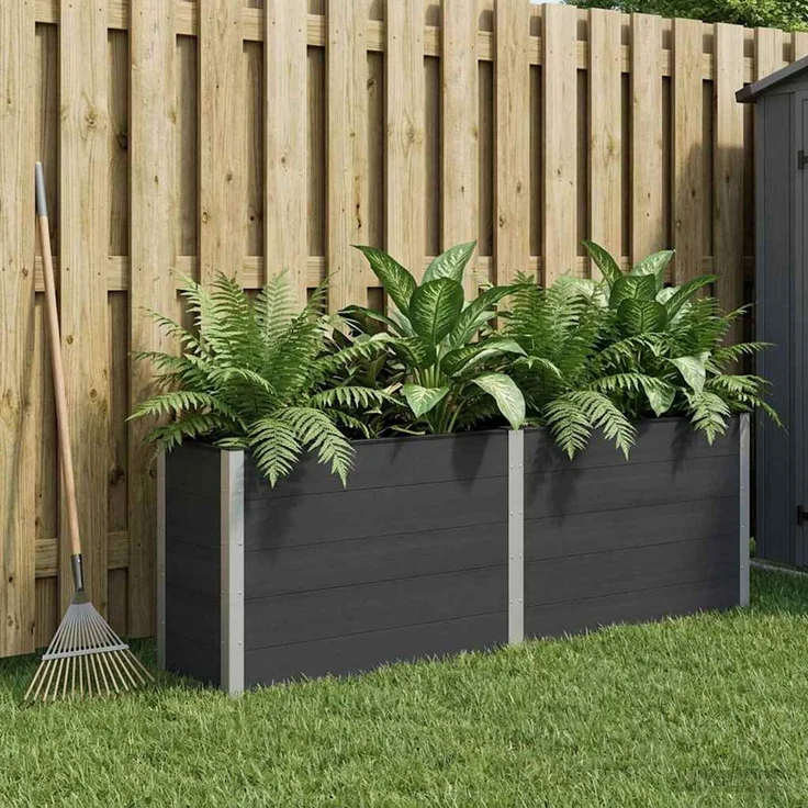 vidaXL Hochbeet Schwarz 250 x 50 x 91 cm WPC und Aluminium 42038989 – Bild 1