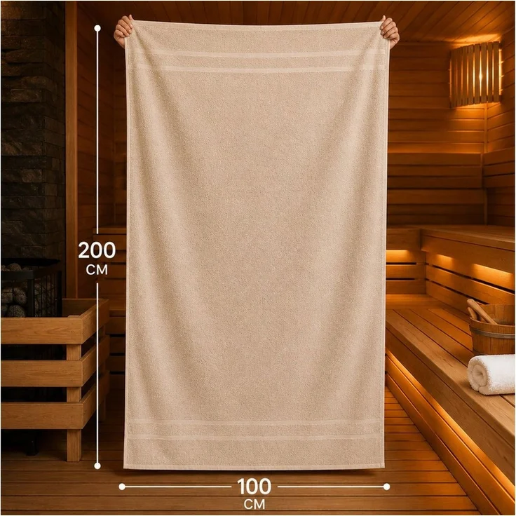 Komfortec Saunatuch 100x200 Extra Große XXL Premium Saunatuch, Unifarben (1-St), extra Große XXL, Schnelltrocknend, Frottee, Weich, Baumwolle – Bild 4