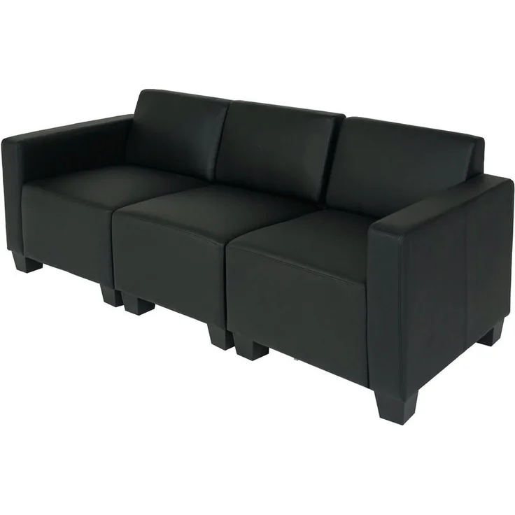 MCW 3-Sitzer Sofa, Schwarz, Textil, 193x76x72 cm, moderner Lounge-Stil, hohe Standfestigkeit, bequeme Sitzpolsterung