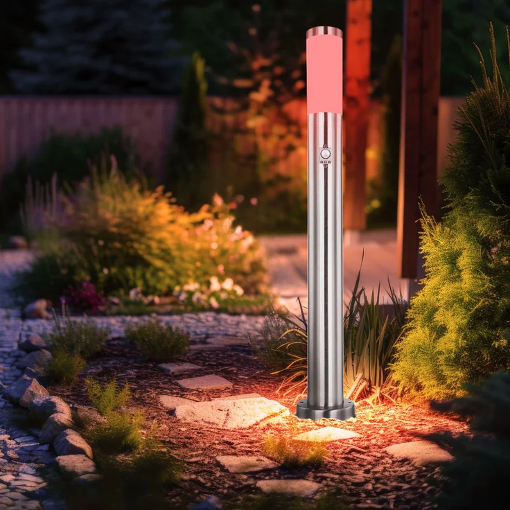 Smart RGB LED Stehleuchte, silber, Bewegungsmelder – Bild 8