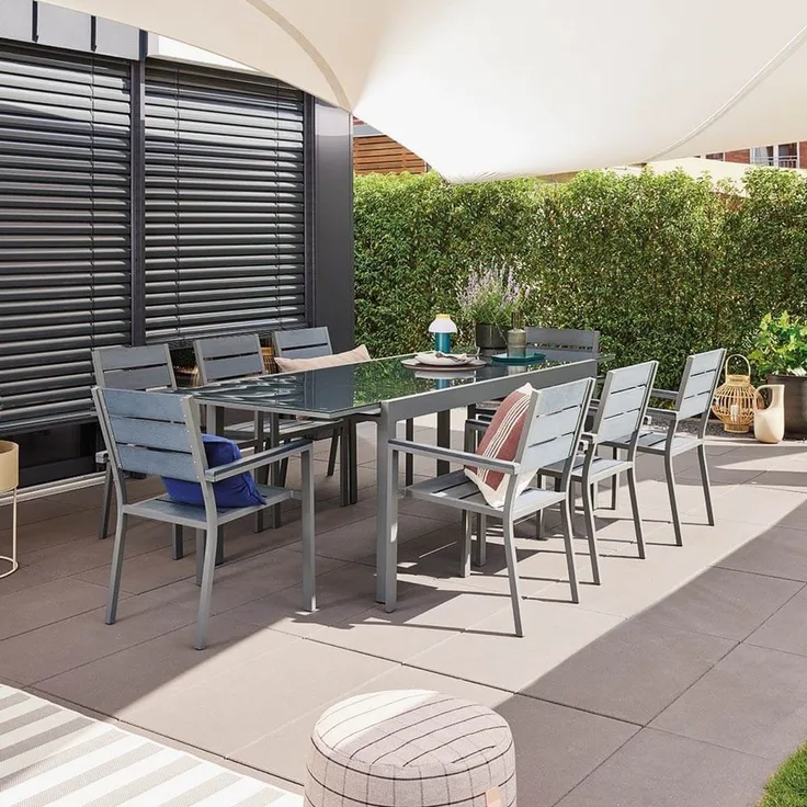 Home Deluxe Sitzgruppe SOL MADERA - Anthrazit, Aluminium, 240 x75 x90 cm