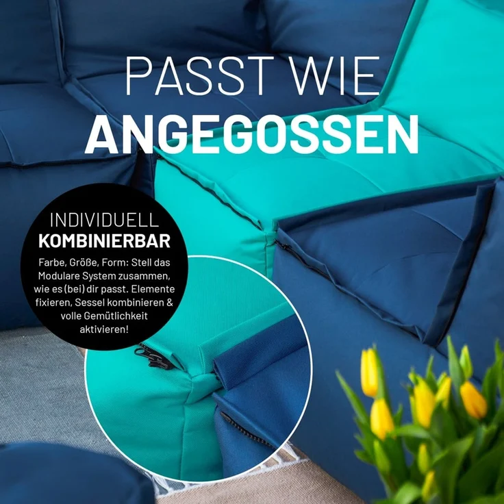Lumaland Sitzsack-Sofa, Polyester, Sessel, Türkis, 70 x 72 x 96 cm – Bild 7