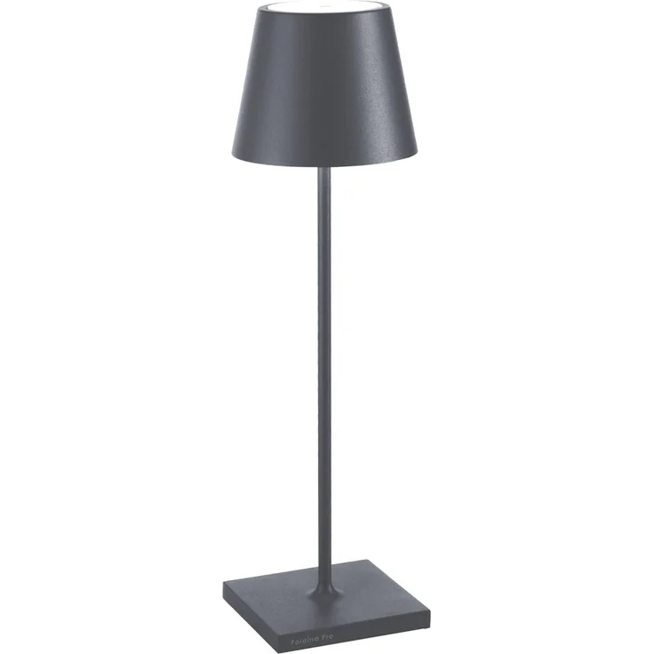 Zafferano, Poldina Pro Lampe, Kabellose, Wiederaufladbare Tischlampe mit Touch Control, Auch für den Außenbereich Geeignet, Dimmer, 2200-3000 K, Höhe 38 cm, Farbe Dunkelgrau