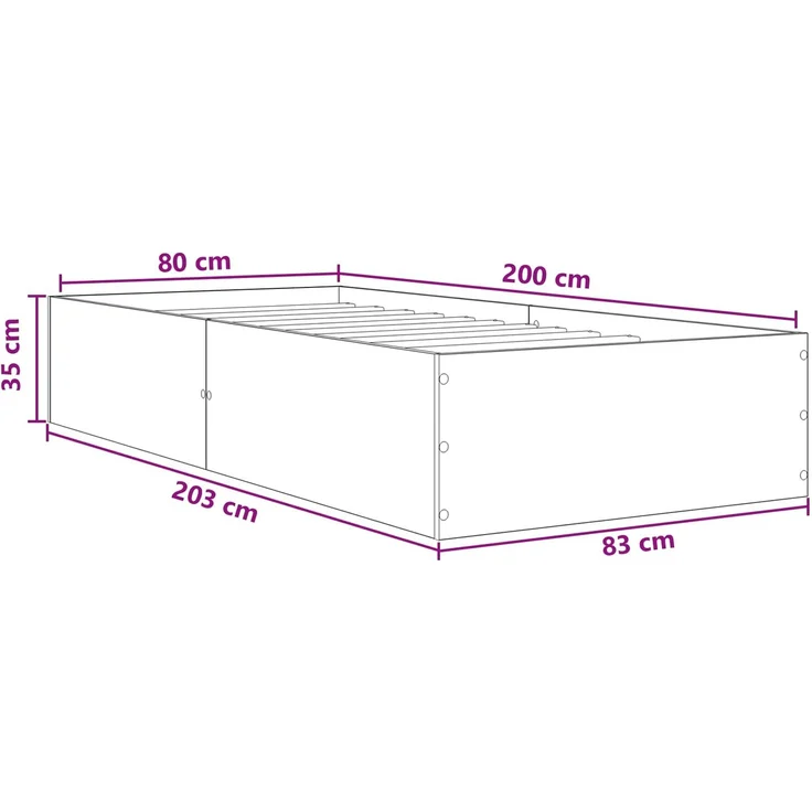 vidaXL Bodenbettgestell Weiß 80 x 200 cm Holzwerkstoff 3429541 – Bild 9