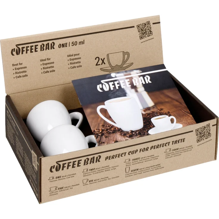 KÖNITZ 2er Set Coffee Bar ONE Espressotasse mit Untertasse 50 ml Black & White im Geschenkkarton – Bild 3