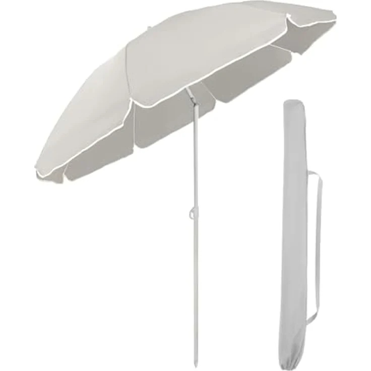 Sekey Sonnenschirm Ø 180 cm Balkonschirm Rund Strandschirm Sonnenschirm mit Schutzhülle, LxB: 180x180 cm, Neigungswinkel verstellbar, Höhe verstellbar, mit Tragetasche – Bild 2