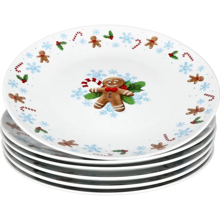 MamboCat Speiseteller 6x Candyman Speiseteller Porzellan 6 Personen Essteller Weihnachten, Weihnachtsgeschirr, Winter, Weihnachtsset, Geschirr, Advent