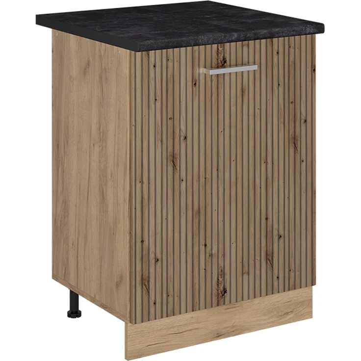 Küchenunterschrank R-Line Artisan-Eiche/Goldkraft Eiche 60 cm mit 1 Tür Arbeitsplatte Anthrazit Vicco – Bild 1