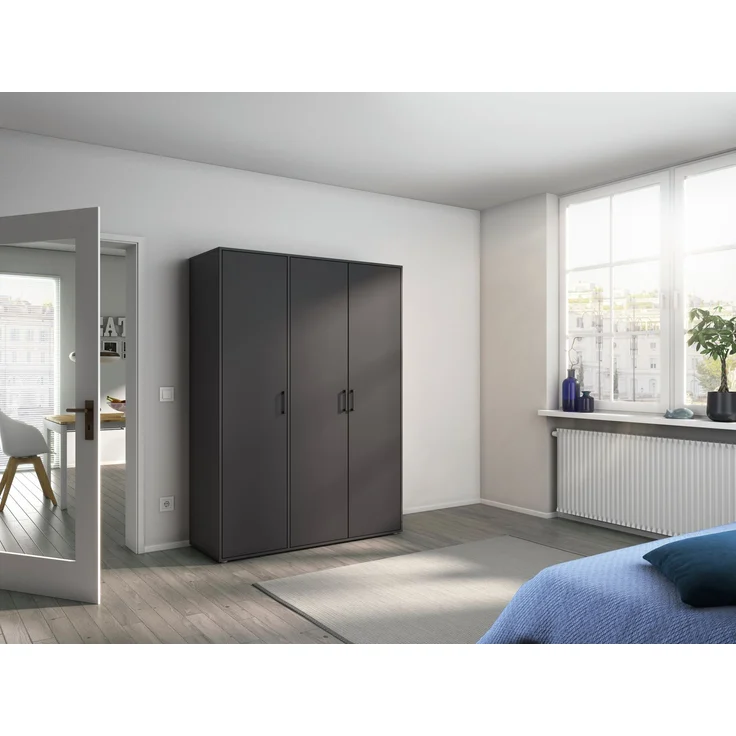 Rauch Möbel 'Voyager' Kleiderschrank, Holz, Grau Metallic, Zubehör Premium, Breite 140 cm | ohne Schubladen – Bild 1