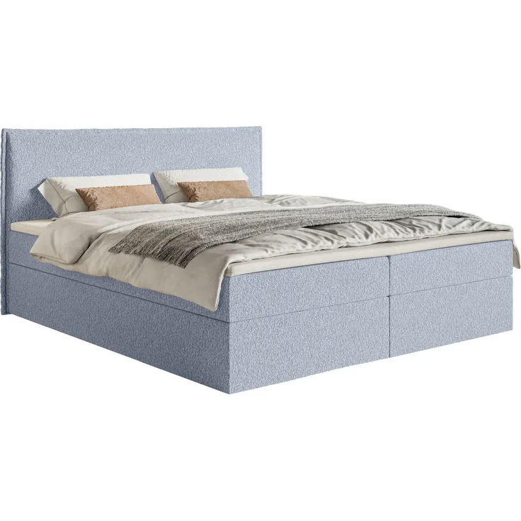 Selsey 'Softie' Boxspringbett 180x200 cm mit Topper und Stauraum, Chenille, Himmelblau