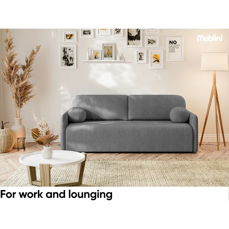 MEBLINI Sofa mit Schlaffunktion - ANAKIN - 210x90x93cm – Dunkelgrau Boucle – Schlafcouch Ausziehbar - Schlafsofa mit Bettkasten - Sofabett - Couch mit Schlaffunktion – Klappsofa – Bild 3