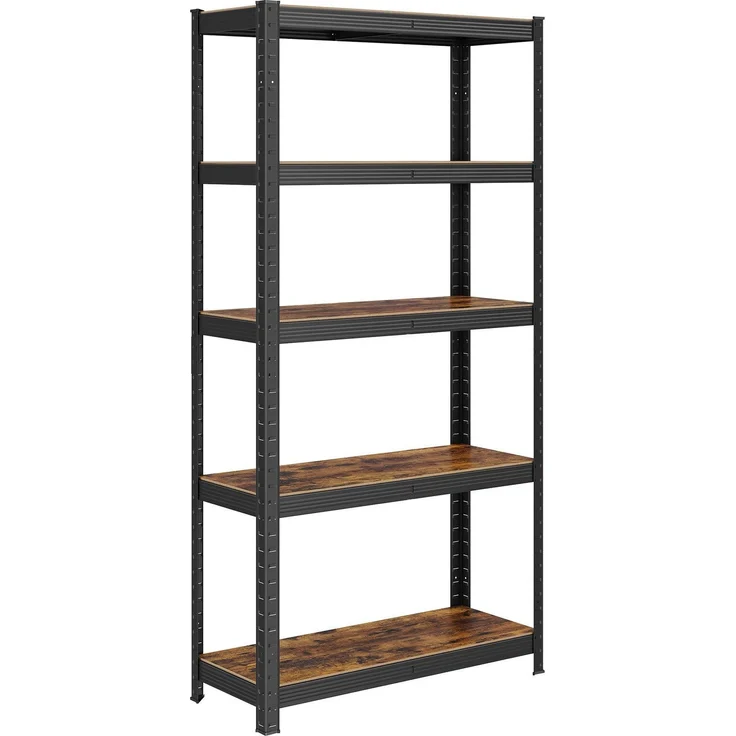 Songmics Schwerlastregal mit 5 Ablagen, Stahl / MDF, Schwarz / Vintagebraun, 150 x 30 x 75 cm – Bild 1