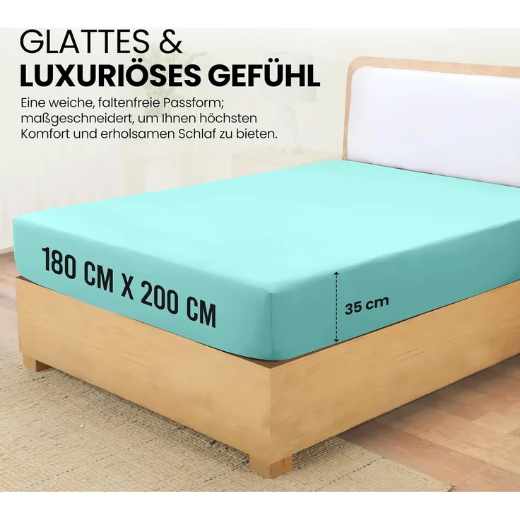 Utopia Bedding - Spannbettlaken 180x200 cm - Spa Blau - Oeko-Tex Zertifiziertes Gebürstete Polyester-Mikrofaser Spannbetttuch - 35 cm Tiefe Tasche – Bild 2