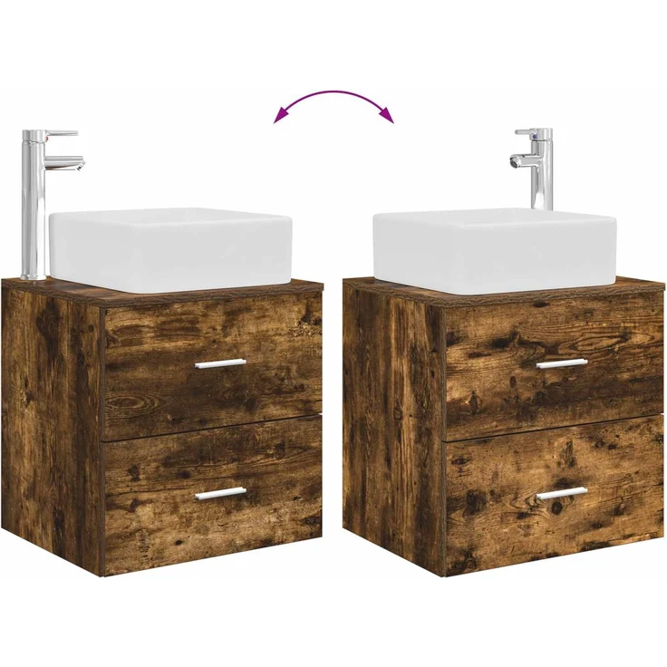 vidaXL Wandmontiertes Badezimmermöbel-Set 2 stk. Geräucherte Eiche 3403980 – Bild 8