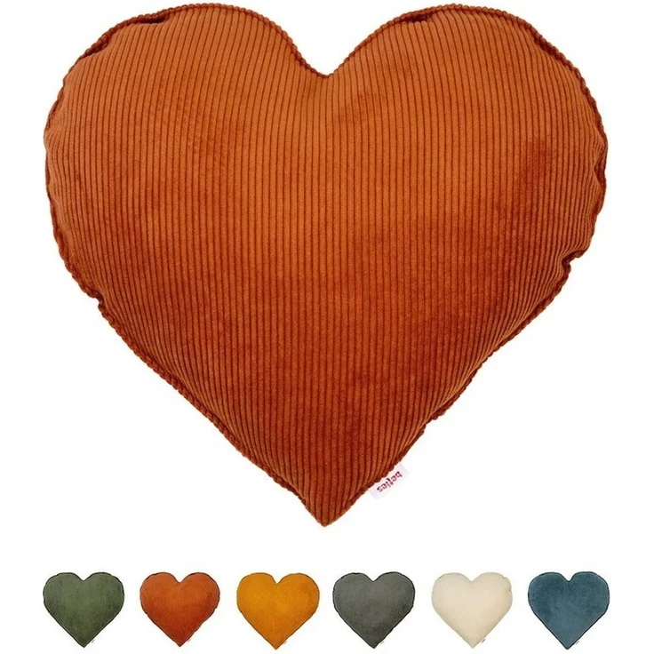 beties Dekokissen HYggelig No. 1, Samt-Cord Herz-Kissen ca. 35x40 cm gefüllt Hygge Style, rost-rot – Bild 1