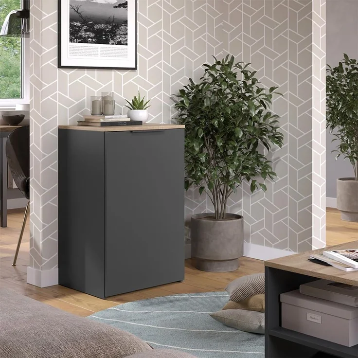 Kommode Wido Anthrazit 50 x 80 cm mit Regal Vicco – Bild 2