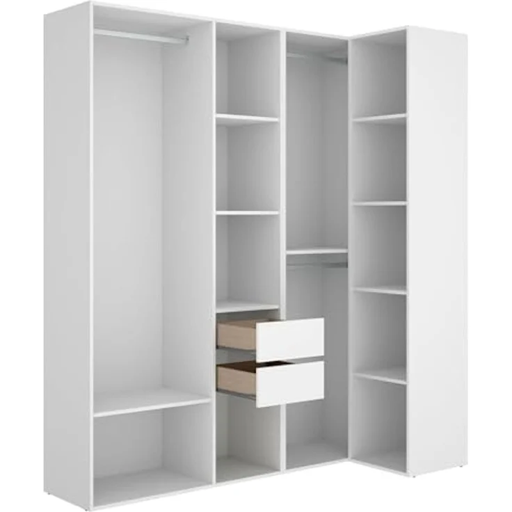 Dmora - Großer Kleiderschrank Capenardo, Schlafzimmermöbel, Schrank, Garderobe, 183x85 h205 cm, Weiß und Eiche – Bild 5