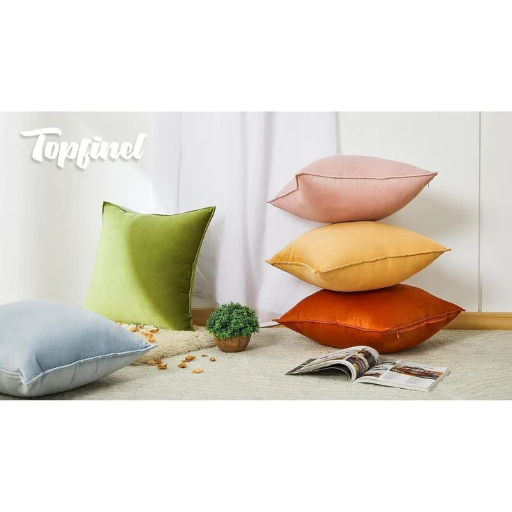 Topfinel Kissenbezug 40x40cm grau 4er Set Samt Kissenhüllen Sofa Deko – Bild 8