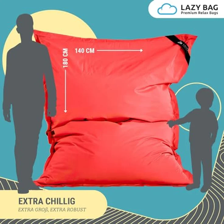 LAZY BAG Sitzsack für Indoor & Outdoor, Rot, Nylon, 400 l – Bild 3