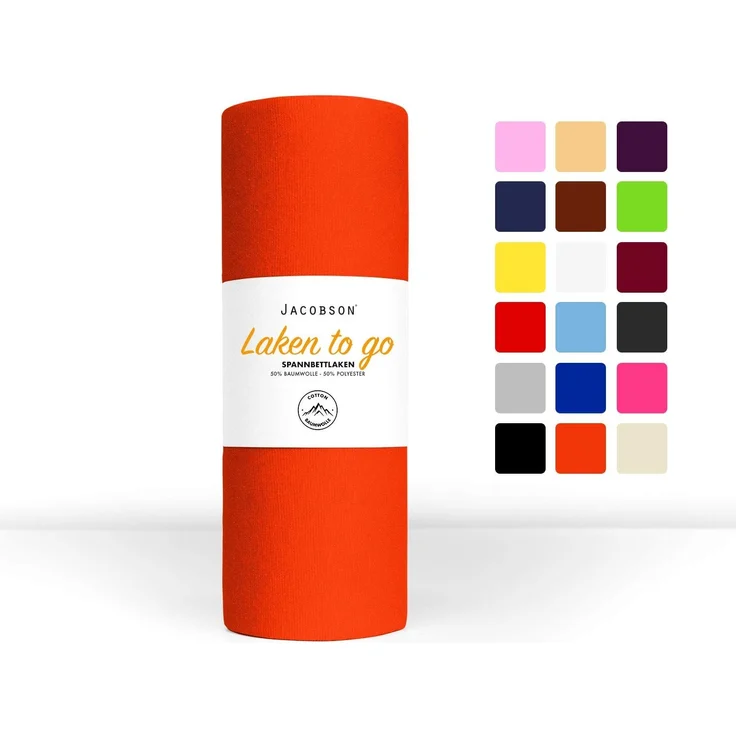 Jacobson Laken to GO Spannbettlaken Jersey Spannbetttücher Bettlaken 50% Baumwolle 50% Polyester (140x200-160x200 cm 1er Set, Orange) – Bild 1