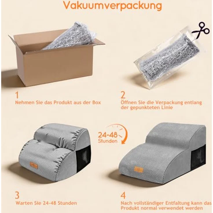 HEVOL Hundetreppe für Kleine Hunde – 2-Stufen Haustiertreppe mit Waschbarem Bezug, Abnehmbar und Tragbar, Inkl. Fusselrolle – Bild 8