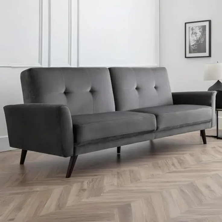 Julian Bowen Monza Sofabett aus dunkelgrauem Samt