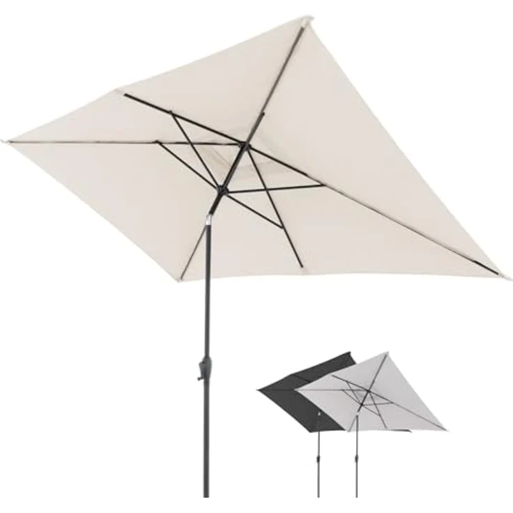 Doppler Sonnenschirm Jack 300x200 cm in Natur - Rechteckiger Sonnenschirm für Balkon & Terrasse - Schirm knickbar - Großer Balkonsonnenschirm - Kurbelschirm- Kippbarer Gartenschirm – Bild 2