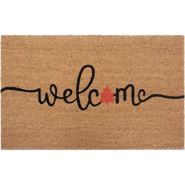 Hanse Home Kokos Fußmatte für Innen - Schmutzfangmatte Natur, Kokosmatte Welcome Herbst, Fußabtreter rutschfest für Flur, Terrasse, Eingangsbereich - 45x75 cm