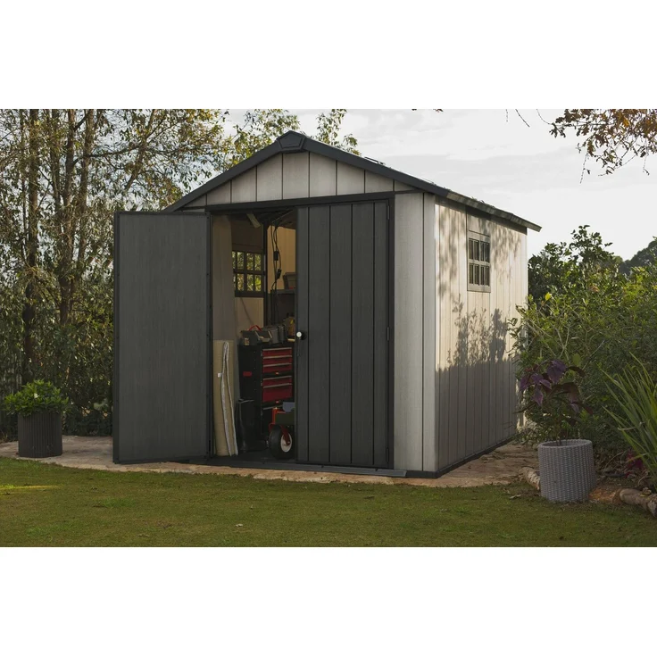 Dmora Gartenhaus Dartmouth, Gartenhütte, Gartenhaus, Werkzeugschuppen, 229x287 h242 cm, Grau – Bild 2