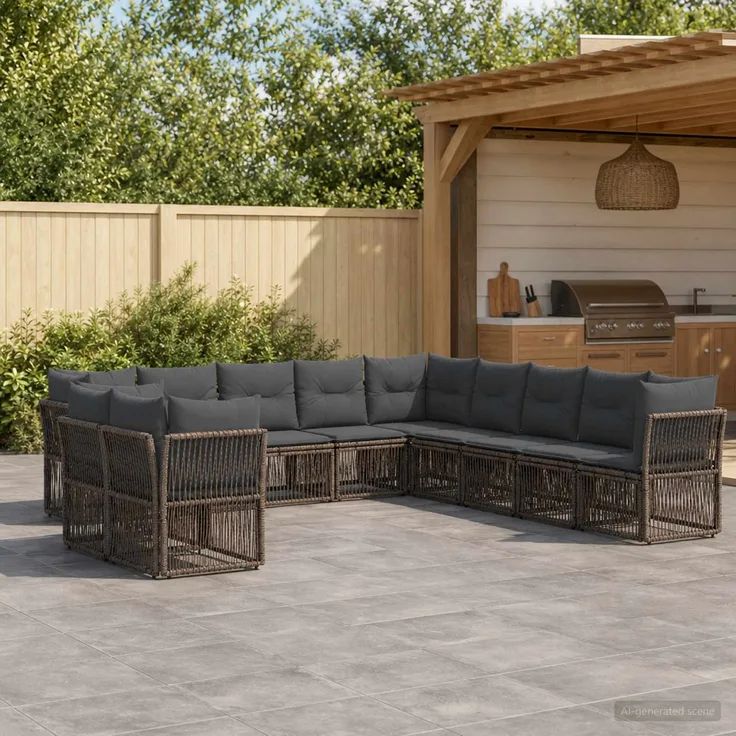 vidaXL Gartensofa-set 11 stk. 11-Sitzer Grau Poly-Rattan 3434276