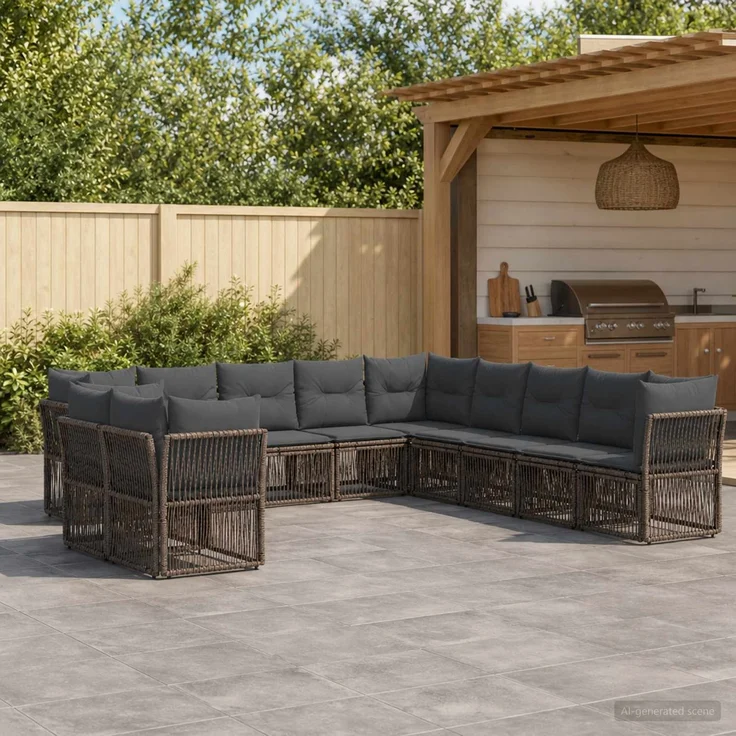 vidaXL Gartensofa-set 11 stk. 11-Sitzer Grau Poly-Rattan 3434276 – Bild 1