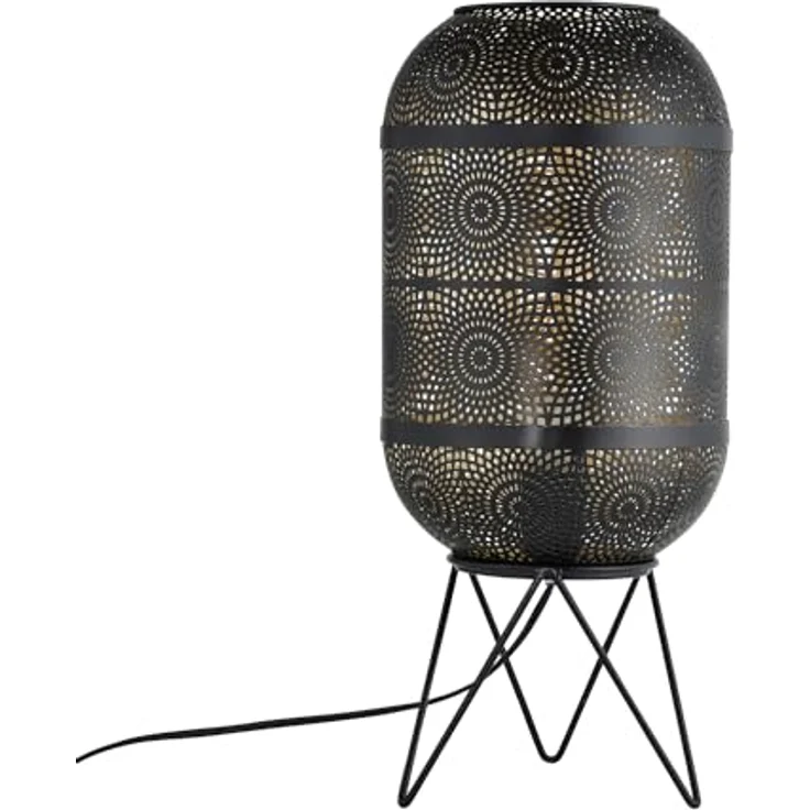Marrakesch Tischlampe Sankos, 45 cm große Nachttischlampe aus Metall in schwarz-gold mit E27 Fassung, moderne Deko für Wohnzimmer, Schlafzimmer und Kinderzimmer – Bild 6