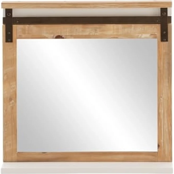 Rustikaler Capera Spiegel 70x70cm Massivholz weiß braun mit Ablage Wandspiegel für Bad | massivum – Bild 6