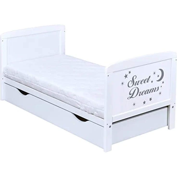 Baby-Delux Babybett Sweet Dreams Bettkasten, Kinderbett Gitterbett 140x70 weiß mit Beißschienen Schublade, Matratze – Bild 5