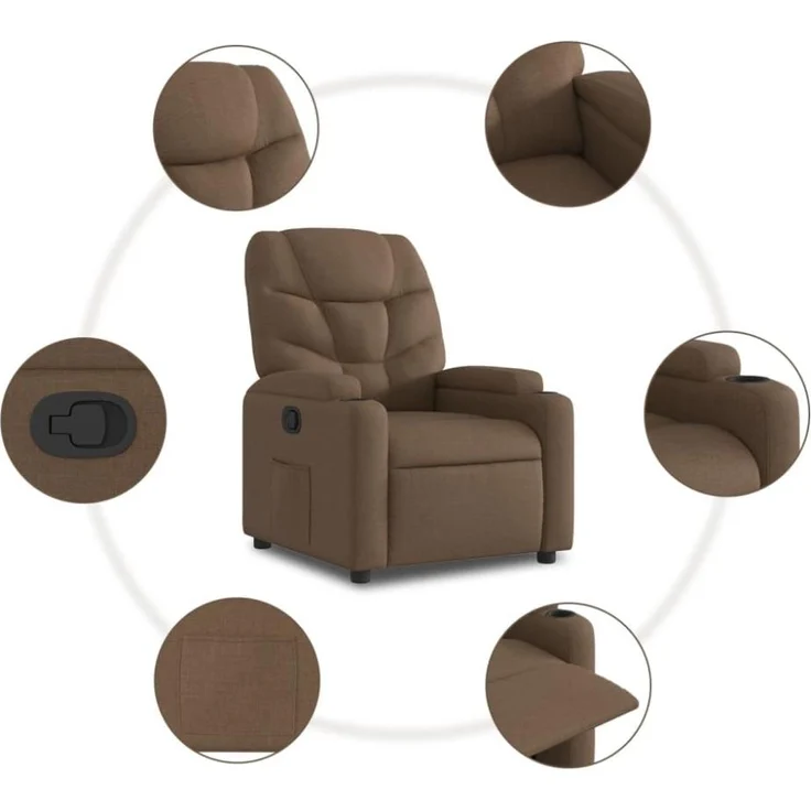 vidaXL Relaxsessel Braun Stoff 372445 – Bild 6