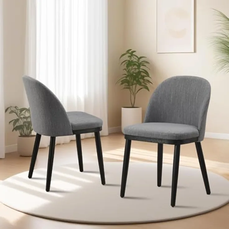 GarveeHome 2-Er Set Esszimmerstuhl Aus Leinenbezug, Gepolstert Küchenstühle Mit Rückenlehne, Stühle Mit 130kg Tragkraft, Für Esszimmer Und Wohnzimmer, 48 x 52 x 78 cm