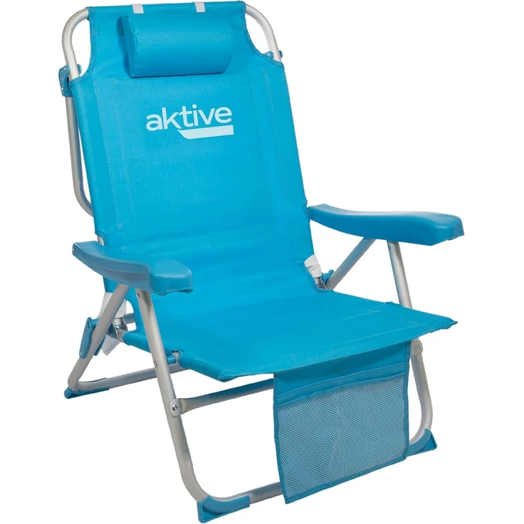 AKTIVE 2er-Pack Multipositions-Klappstühle für Strand, Garten, Terrasse oder Camping, 5 Positionen, 49 x 58 x 80 cm, Sitzhöhe 27 cm, Kippschutz, Tragkraft 100 kg, Mit Tragegriffen (85469) – Bild 3