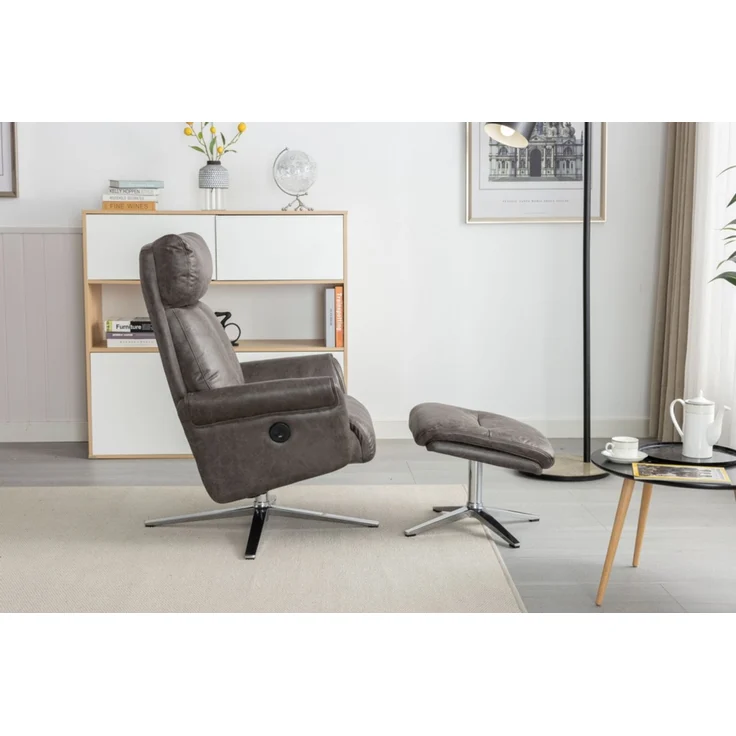 Elektrisch verstellbarer Relaxsessel mit Hocker, ca. 106,5 x 71,5 x 88 cm - Grau – Bild 8