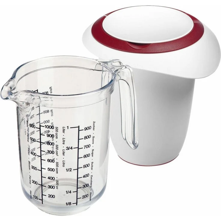 WESTMARK Messbecher Set 2tlg, Messkanne + Quirltopf mit zweigeteiltem Deckel, Gerda, SAN – Bild 5