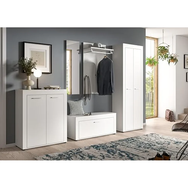 xonox. home Garderobe Jam X8BA9613 Schuhschrank Garderobenschrank Schrank in Weiß Nb. ca. 64 x 191 x 35 cm – Bild 3