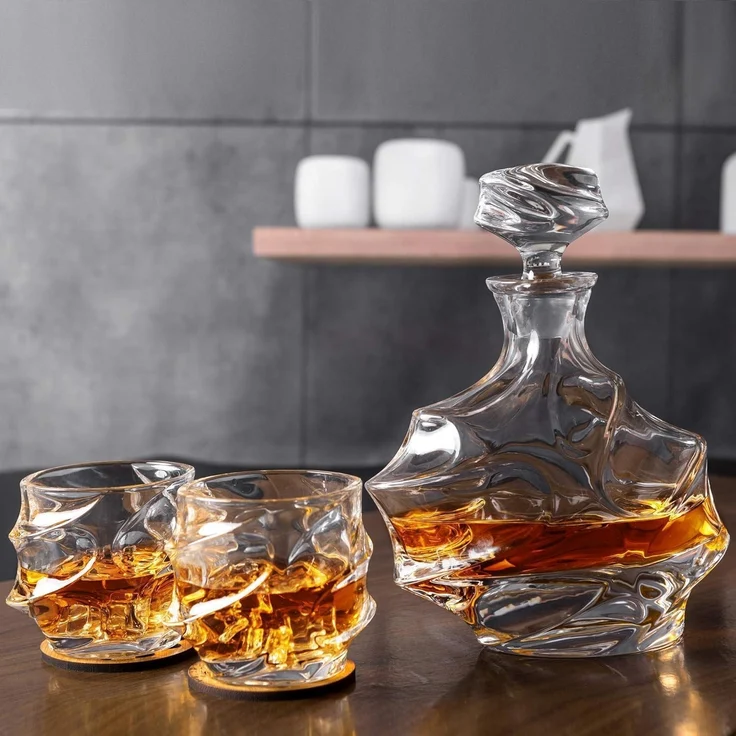 Whisky Karaffe Gläser Set 750ml 4×320ml Kristallglas Whiskybecher – Bild 5