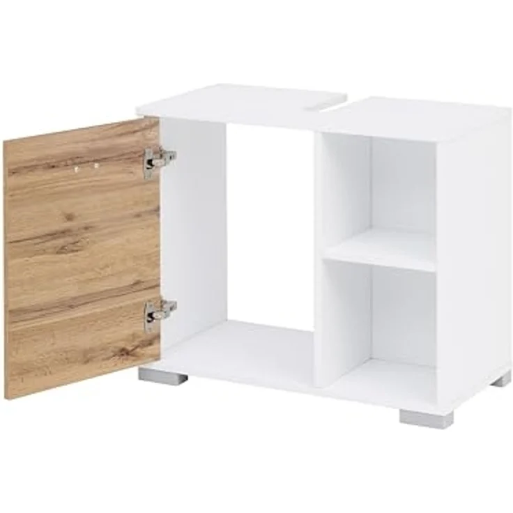 Schildmeyer Kimi Waschbeckenunterschrank 144253, Eiche Landhaus/kreideweiß, 65,3 x 33,1 x 57,5 cm – Bild 4