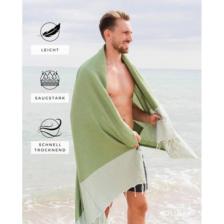furora HOLIDAY Saunatuch Strandtuch Hamamtuch: groß 100x200 cm Saunatuch, Strandhandtuch dünn – Bild 5