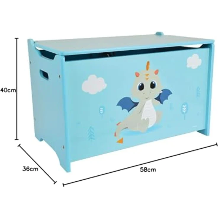 Fun House 713305 Leon Le Dragon Spielzeugkiste für Kinder, 40 x 58 x 36 cm, Blau – Bild 8