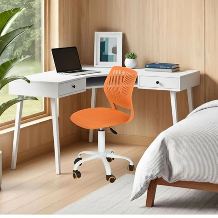 FurnitureR Bunter Schreibtischstuhl, moderner höhenverstellbarer Computerstuhl ohne Armlehnen, ergonomischer Drehstuhl für Kinderzimmer und Home Office – Bild 3