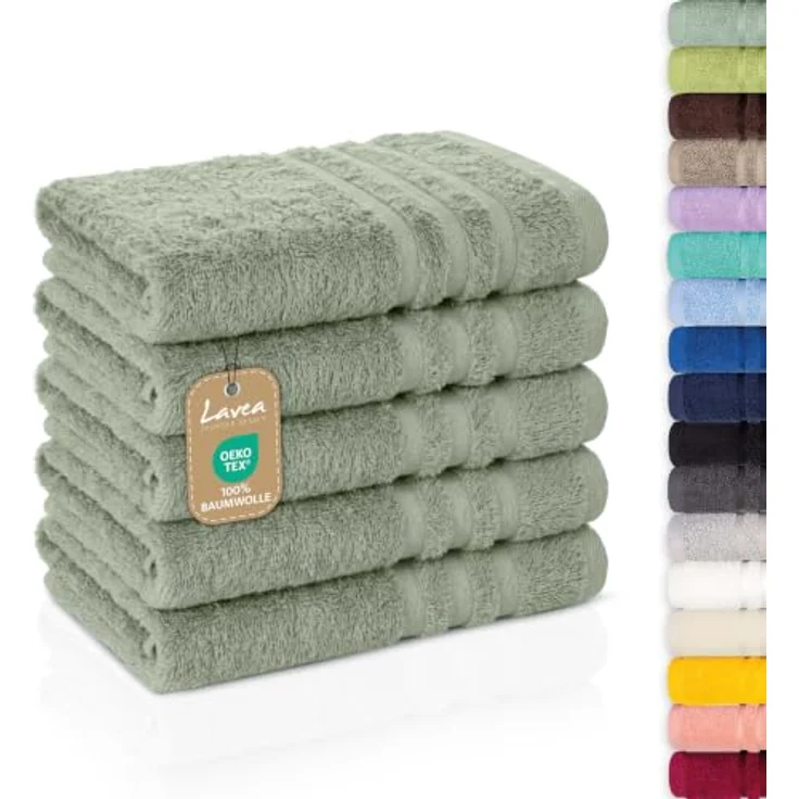 Lavea Gästehandtuch 5er Set Gästehandtücher, Elena Frottee, 30x50 cm Gästetuch, 100% Baumwolle (5er Set), 500 g/m² Frottier, weich & saugstark, pflegeleicht – Bild 1