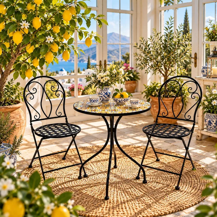 3tlg Mosaik Sitzgarnitur Gartengarnitur Bistro Set Outdoor Möbel