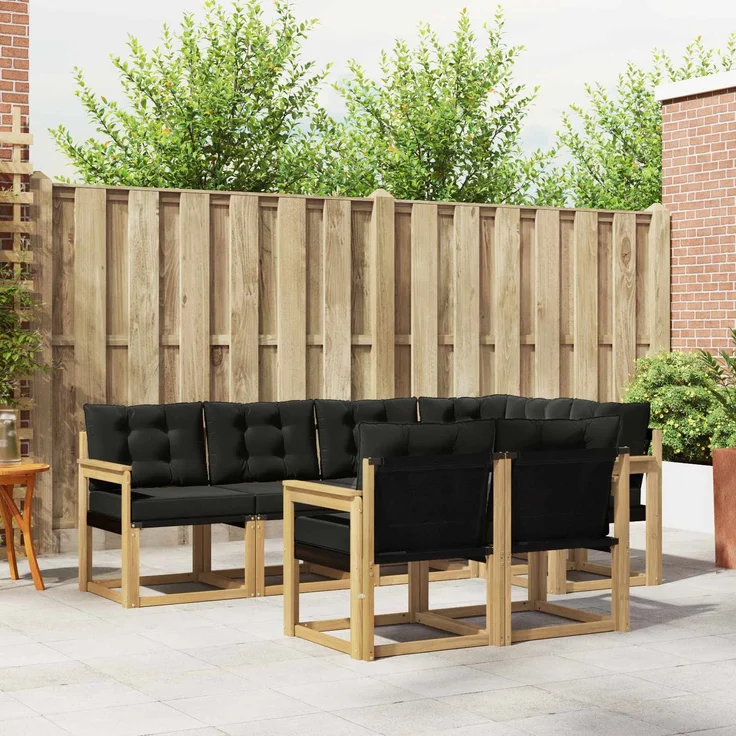 vidaXL Outdoor-Sofagarnitur 7 stk. 7-Sitzer Weiß und Schwarz 3389566 – Bild 1