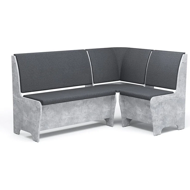 Rodnik Eckbank "Tunis", Grau, Betonoptik, Spanplatte, Sitze gepolstert, mit Stauraum, 150x120 cm – Bild 1