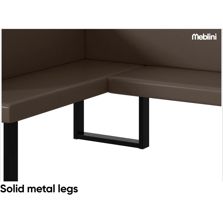 MEBLINI Eckbank für Esszimmer - Küchenbank - Essecke - Sitzecke Küche - TONI - U-Beine 128x168x87cm Links - Braun Kunstleder – Bild 6